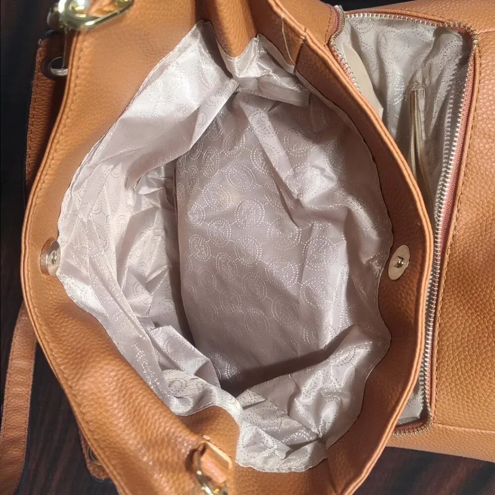 Michael Kors Convertible Crossbody Handbag – Tan Pebbled Vegan Leather - Picture 8 of 11